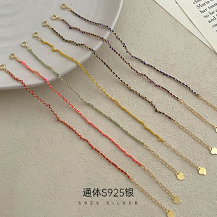 新款S925银高级感红绳编织手链女新款小众彩绳侧身链手饰礼物