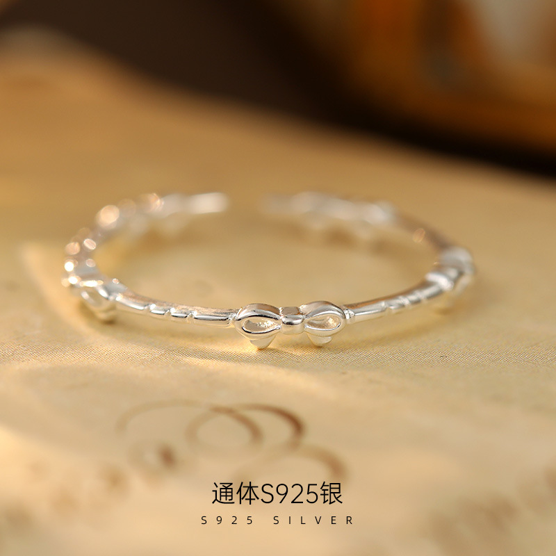 新款S925银韩系小众蝴蝶结戒指女