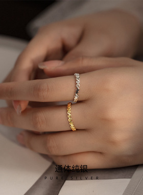 新款S925银韩版金钱戒指女简约冷