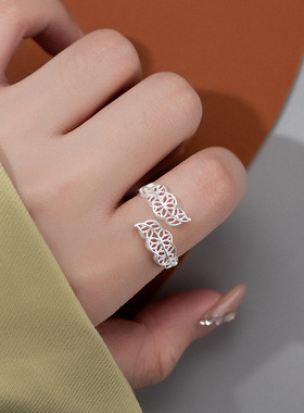 铜镀真金日韩时尚树叶戒指女简约