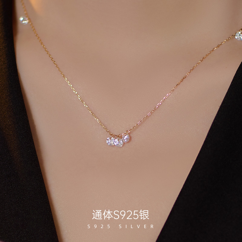 新款S925银超闪镀K金三滴泪流苏