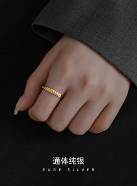 s925纯银复古戒指女招财聚财钱币