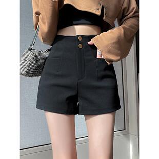 高腰黑色西装短裤女夏季2026新款春秋运动护腰a字梨型身材热裤子