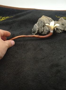 海南黄花梨镶嵌鹿角手工定制兰花如意簪子复古风百搭修身节日礼品