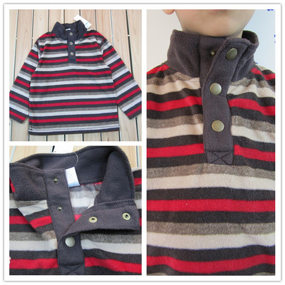 包邮男童条纹立领高领长袖卫衣