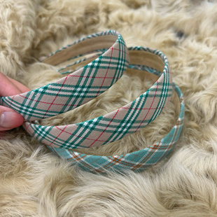 【冰格蓝】心心水水~超美蓝色英伦格子学院风小清新发箍