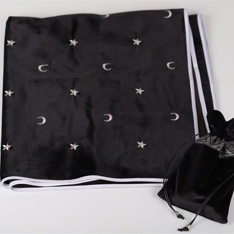 80cm塔罗桌布牌袋星星月亮绣花布大尺寸刺绣丝绒神谕卡OH卡cloth