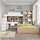 精选儿童房交错式 高低床小户型多功能组合床榻榻米床柜一体带书桌