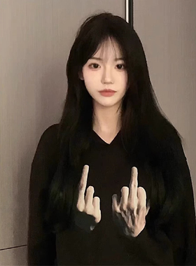 100%纯棉国潮美式hiphop连帽卫衣女秋冬慵懒风高街嘻哈情侣装外套