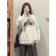 设计感宽松套头无帽长袖 纯棉美式 复古卡通圆领卫衣女2025新款 上衣
