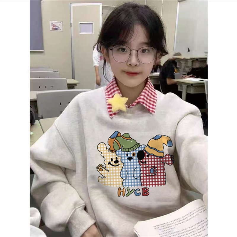 100%纯棉美式hiphop圆领卫衣女