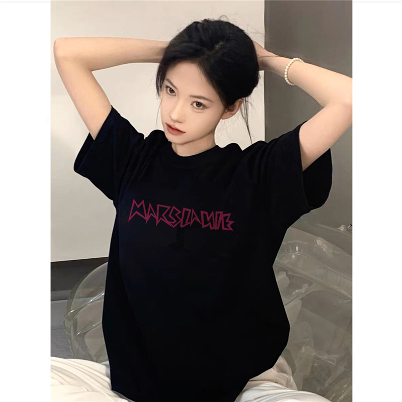 纯棉高街美式复古正肩短袖t恤女