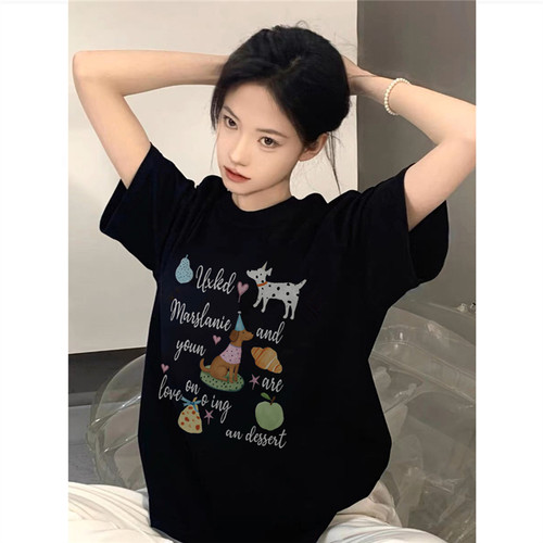 纯棉高街美式复古短袖t恤女夏季