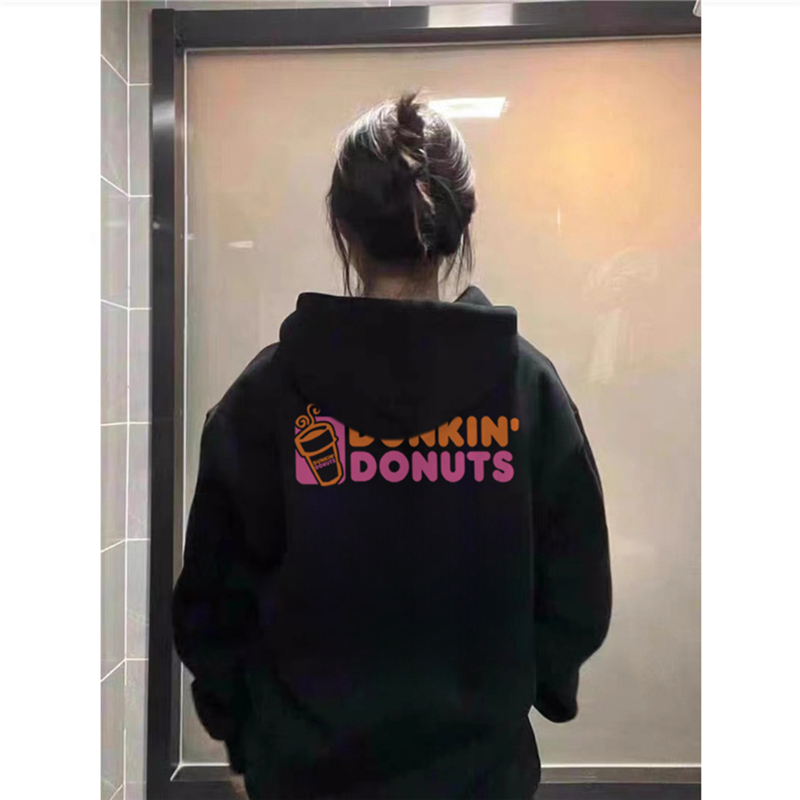 纯棉高街美式字母连帽卫衣女宽松