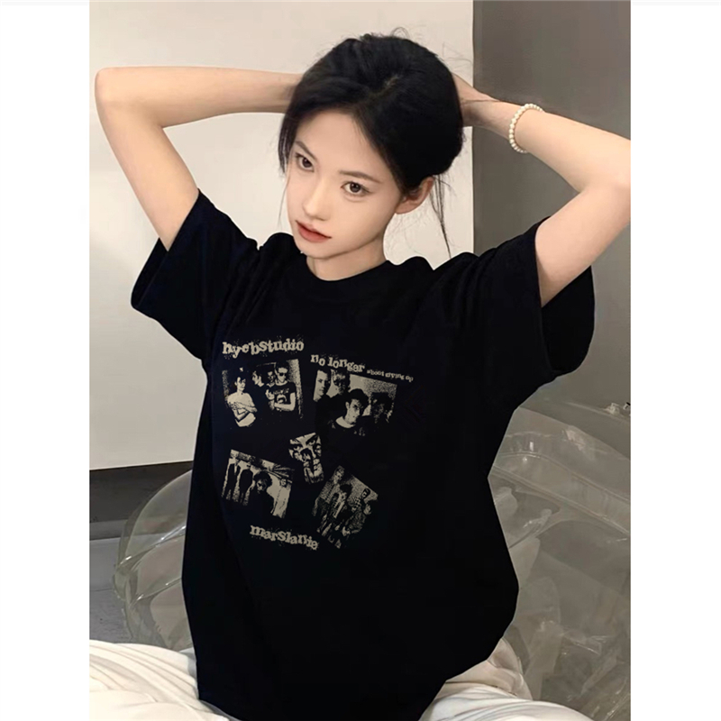 纯棉高街美式潮牌短袖t恤女宽松