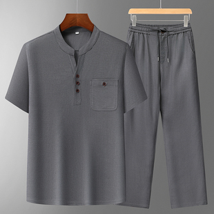 父亲节礼物实用送爸爸生日50-60岁中年中老年人夏季衣服套装唐装