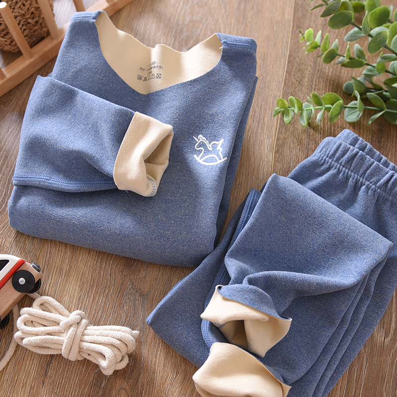 德绒发热男女童保暖内衣家居服