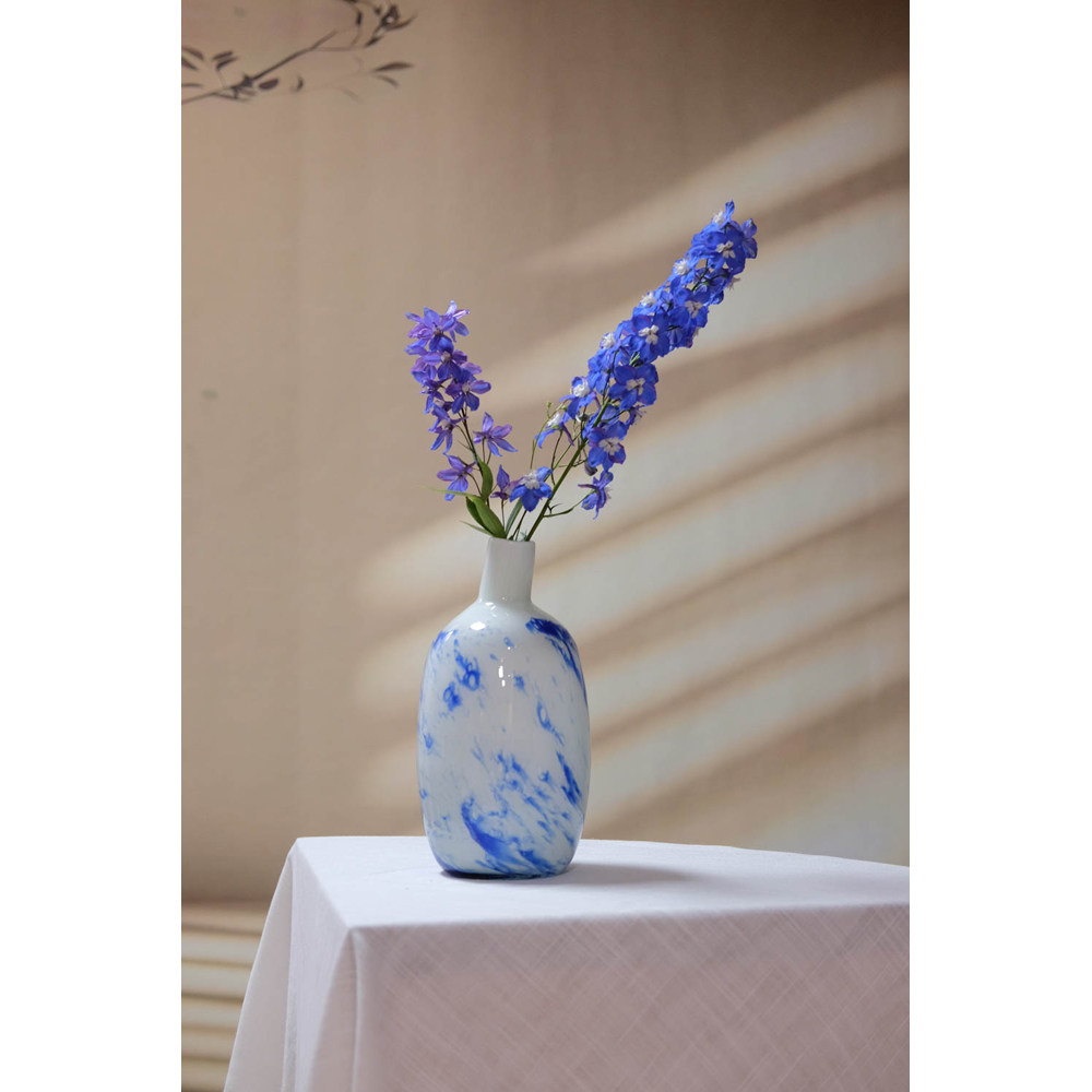 中古玻璃花瓶出口老货手工制作吹制白色家居客厅餐桌书房岛台装图片