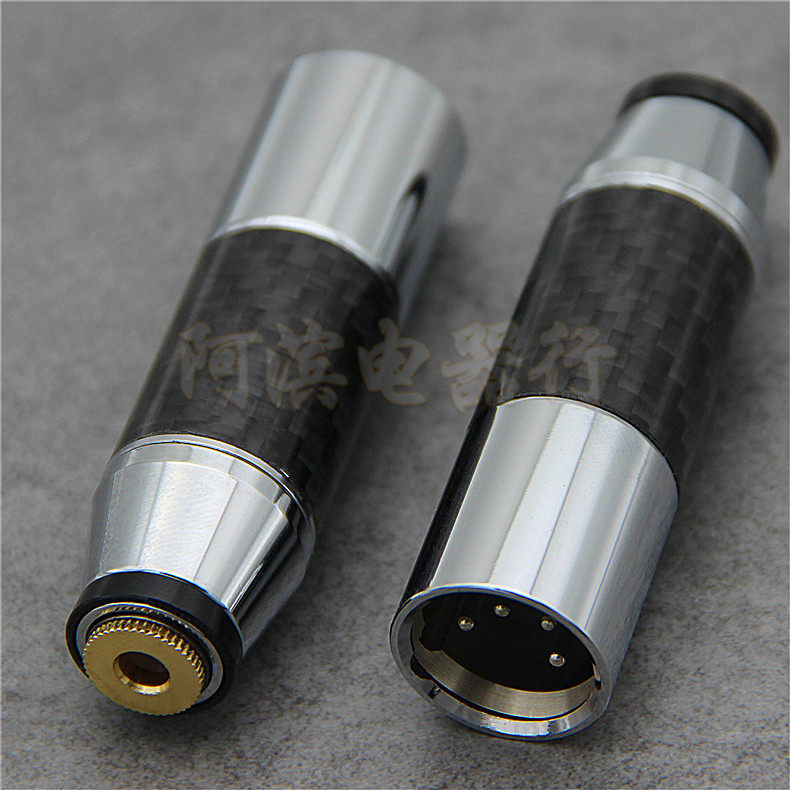 ✅DAC台放 4芯碳纤维卡侬公插头四芯XLR平衡转3.5mm 2.5mm 4.4mm母耳机转换头真平衡转换线