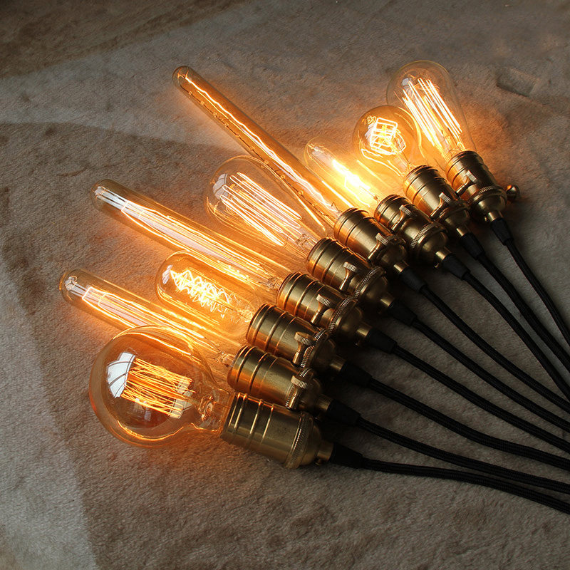 爱迪生灯泡复古钨丝灯泡透明大e27螺口装饰创意白炽电光源40w