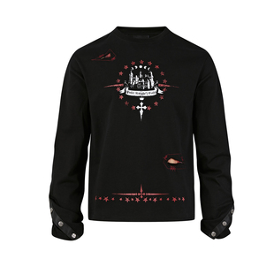 宽松正肩破坏古堡T恤 亚文化印花长袖 PASET{Victory Knight}哥特式