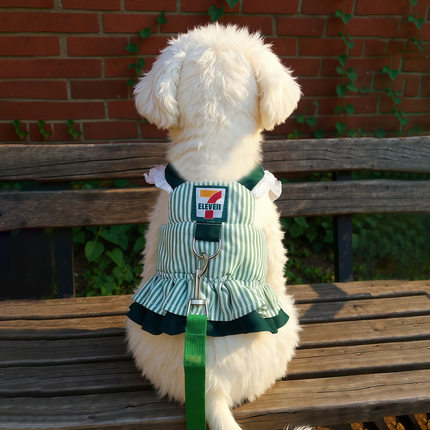 宠物狗狗猫咪衣服秋冬款保暖背心裙泰迪比熊博美小型犬条纹牵引绳