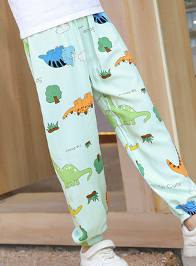 儿童空调睡裤夏季男童棉绸裤子男孩冰丝薄款防蚊裤夏天束脚长裤夏
