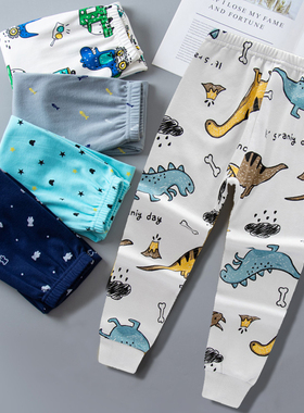 儿童秋裤男童纯棉女童线裤睡裤男宝宝打底裤棉毛裤恐龙衬裤内穿