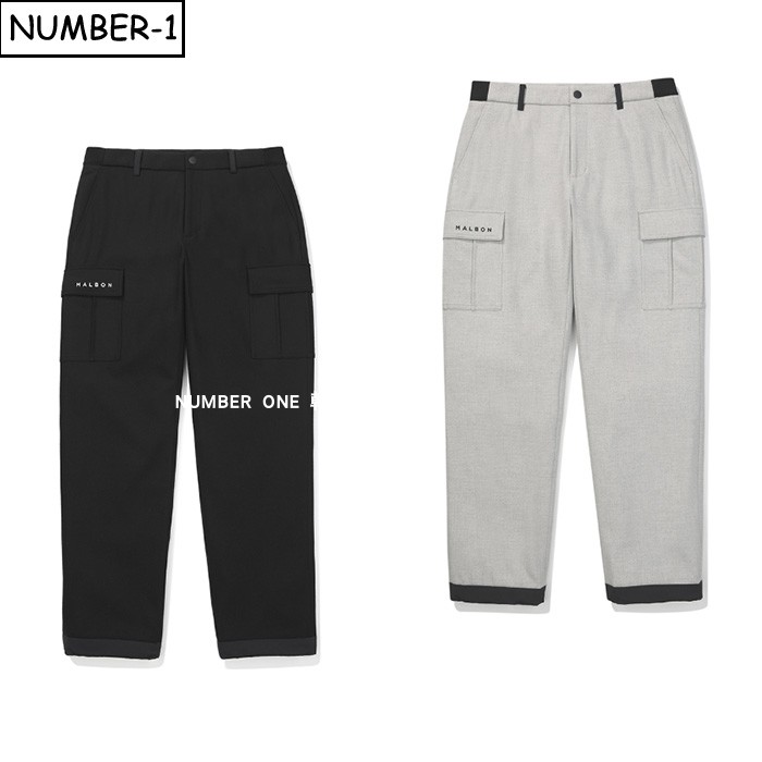 韩国代购malbon高尔夫球服25年男冬拼色徽标符号侧口袋运动裤长裤