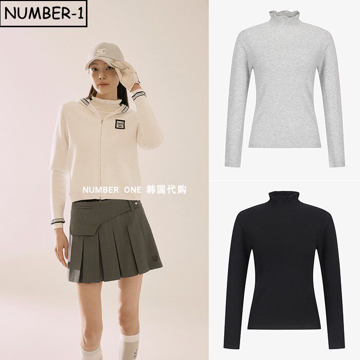 韩国代购southcape高尔夫球服26年女春徽标小高领长袖针织套头衫