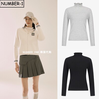 韩国代购southcape高尔夫球服26年女春徽标小高领长袖针织套头衫