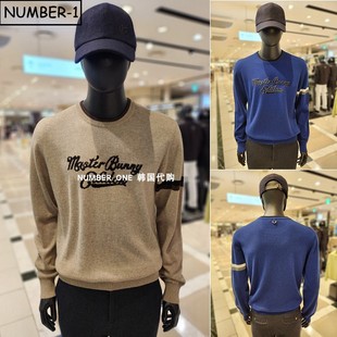 羊绒针织衫 bunny高尔夫球服25年男冬徽标圆领长袖 master 韩国代购