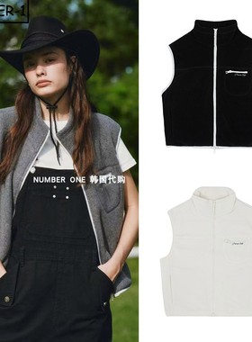 韩国代购pivvee高尔夫球服25年女款秋季时尚纯色百搭拉链马甲外套