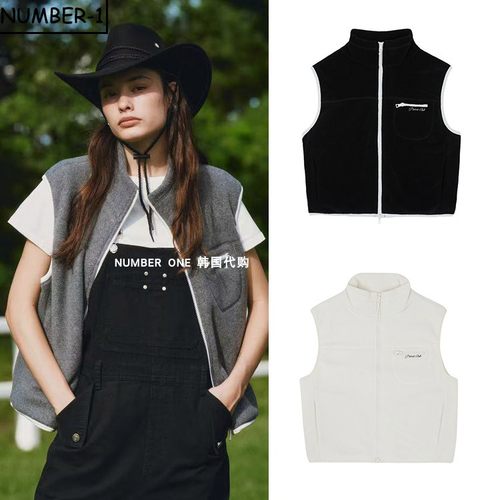 韩国代购pivvee高尔夫球服25年女款秋季时尚纯色百搭拉链马甲外套