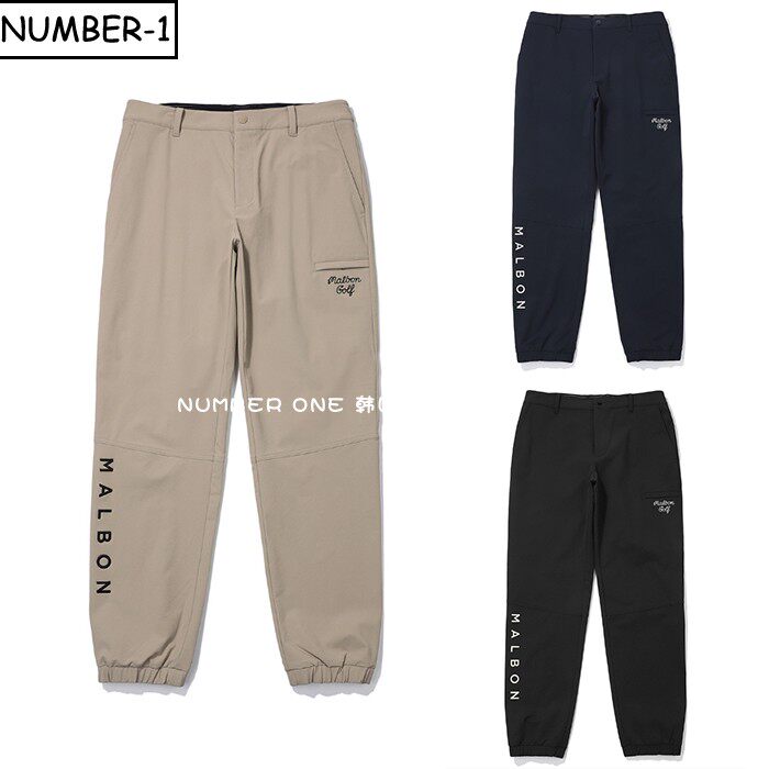 韩国代购malbon高尔夫球服25年男春夏季纯色徽标符号侧口袋慢跑裤