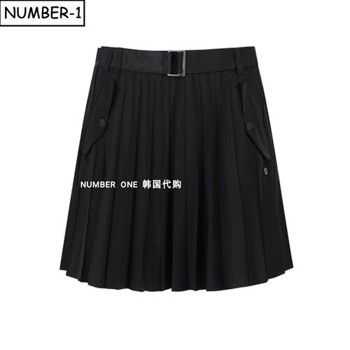 韩国代购st andrews高尔夫球服26年女秋纯色徽标口袋侧拉链褶皱裙