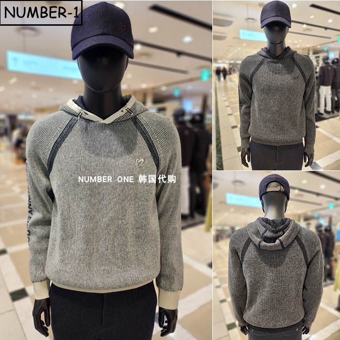 韩国代购master bunny高尔夫球服25年男冬羊毛连帽长袖针织衫上衣