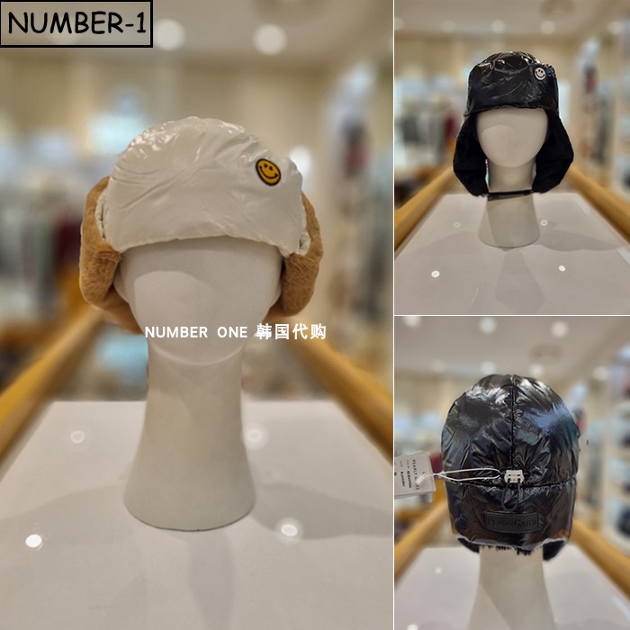 韩国代购pearly gates高尔夫球帽25年女冬微笑徽标毛绒保暖运动帽