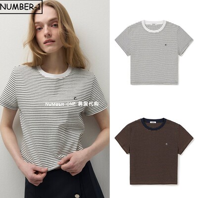 韩国代购CLOVE高尔夫球服26年女款春夏时尚条纹舒适百搭半袖上衣