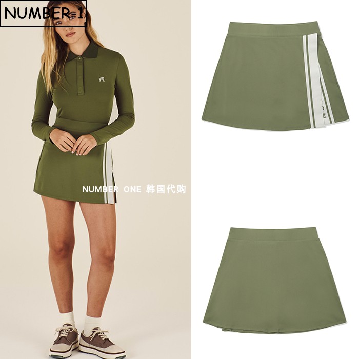 韩国代购malbon高尔夫球服26年女春季拼色徽标符号侧开叉裙裤短裙