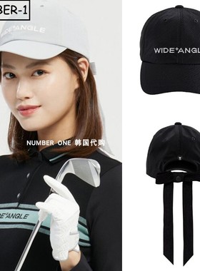 韩国代购w angle高尔夫球帽25年女秋冬纯色徽标丝带运动帽休闲帽