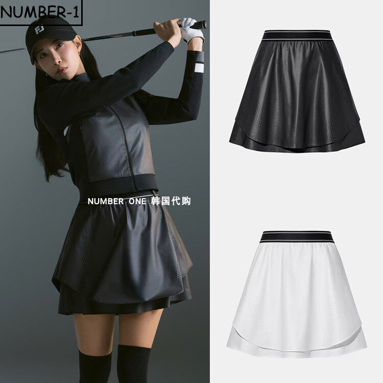 韩国代购FJ高尔夫球服26年女款夏季时尚光泽感皮质运动半身短裙