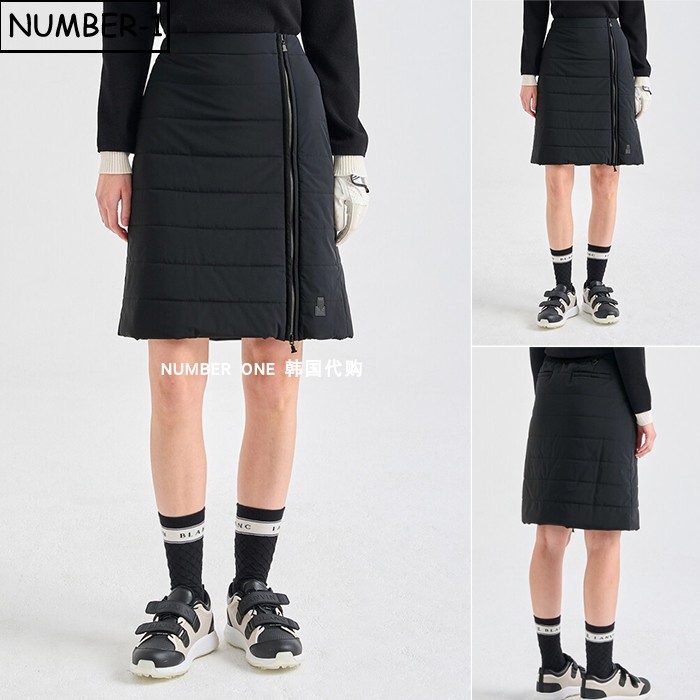 韩国代购高尔夫球服25年女冬纯色徽标符号拉链绗缝衬垫半身裙短裙