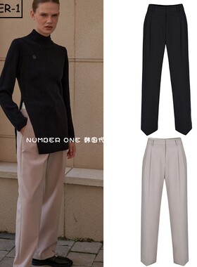 韩国代购ANELL高尔夫球服23年秋季女纯色百搭直筒裤休闲户外长裤
