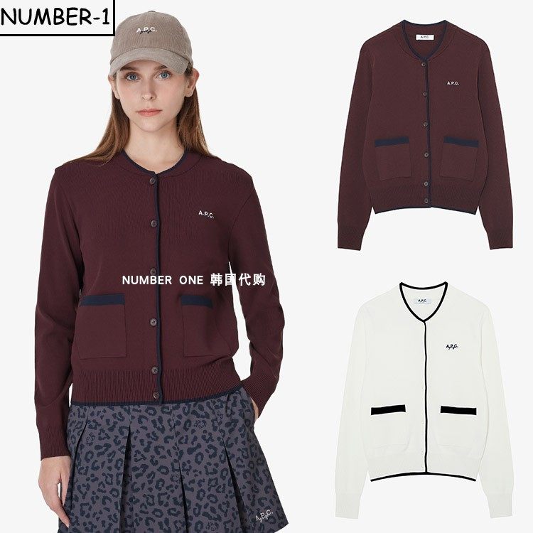韩国代购APC高尔夫球服25年女款冬季纯色保暖百搭柔软开衫外套