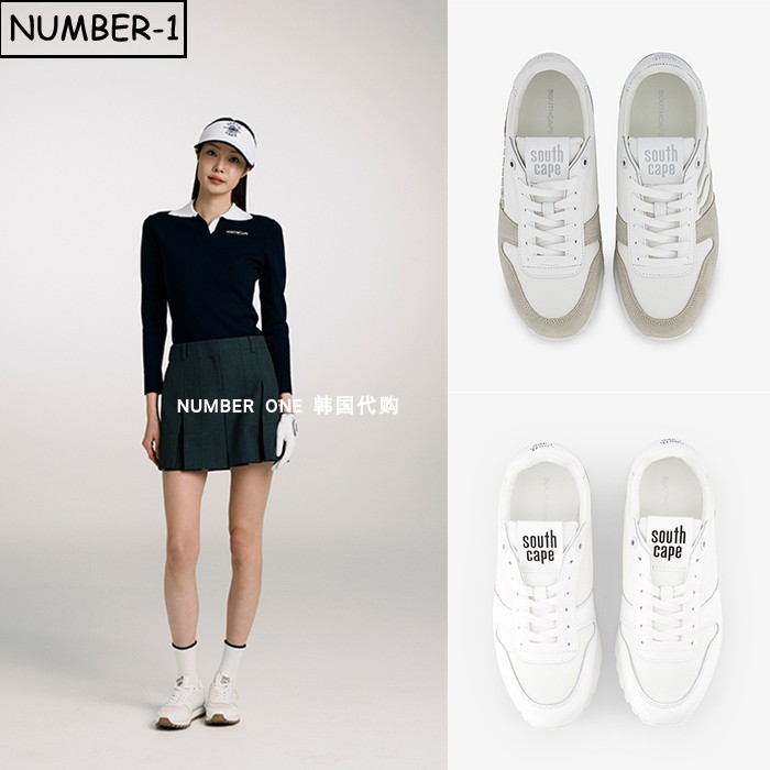 韩国代购southcape高尔夫球鞋26年女春夏拼色徽标系带透气运动鞋