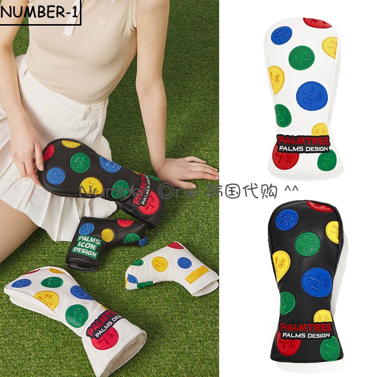 韩国代购PALM TREE高尔夫球杆23年彩色圆点刺绣golf一号木球杆套