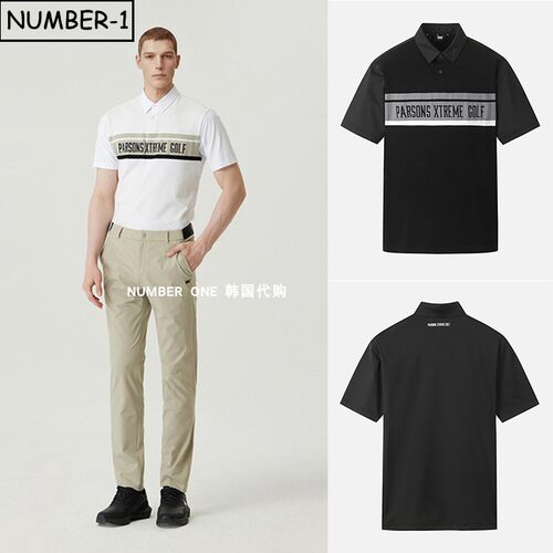 韩国代购pxg高尔夫球服26年男夏吸湿速干纽扣领针织短袖T恤polo衫