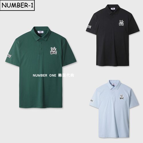 韩国代购waac高尔夫球服26年男夏季半纽扣翻领凉感短袖T恤polo衫