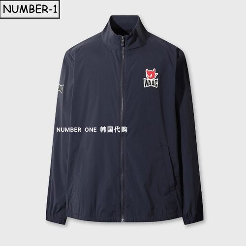 韩国代购waac高尔夫球服26年男夏徽标图案口袋小高领长袖拉链上衣